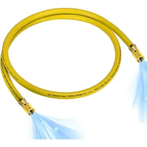 3/8" HVAC Vacuum Hose, Refrigerant  Hose, Standard 3/8"x3/8" Flare Fittings, 6 FT, Low Resistance and High Flow Rate, Faster HVAC Evacuation and , 20 Microns Vacuum, Yellow