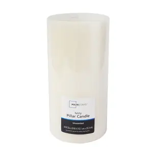 Mainstays Single Wick 4" x 8" Pillar Candle, Unscented, Ivory