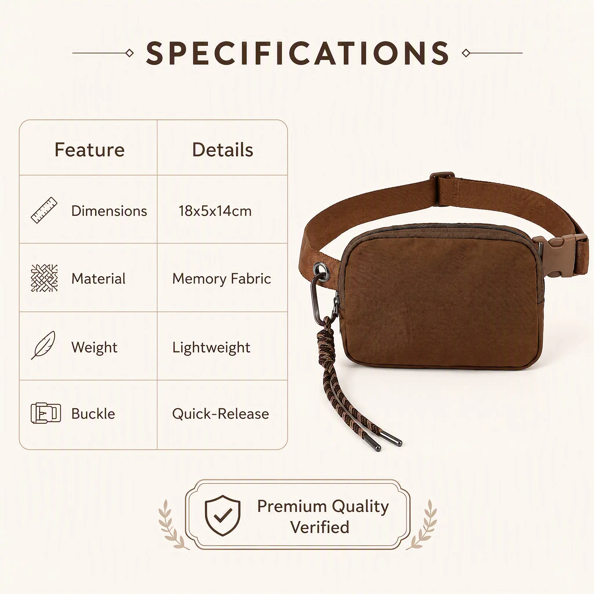 Lightweight Memory Fabric Sling Bag, Minimalist Crossbody Fanny Pack with Adjustable Strap, Compact Travel Waist Bag for Everyday Essentials, Bags For Everyday, Quick Release