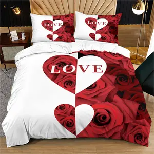 Soft Durable with Letter Rose Pattern, Includes 1 Fitted Sheet and 1 or 2 Pillowcases, Perfect Gift for Teens & Adults, Bedroom Bedding Set