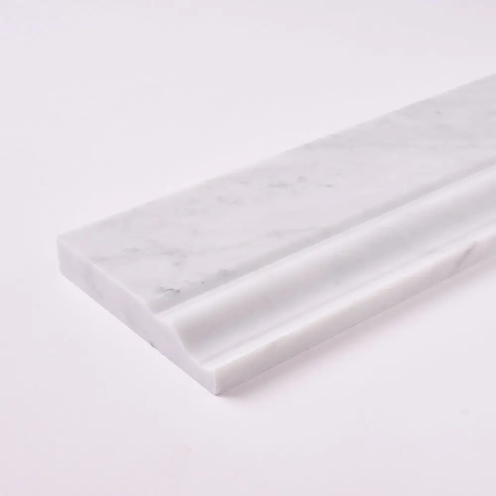 Carrara White Marble 4.75x12 Baseboard Molding Sample