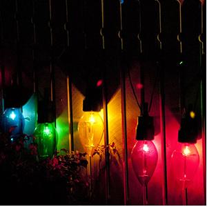 Christmas Lights Jumbo C9 Outdoor Lawn Decorations with Pathway Marker Stakes, 2 Pack 8.5 Feet String Lights Covered Jumbo Multicolored Light Bulb for Holiday Outside Yard Garden Decor, 10 Lights