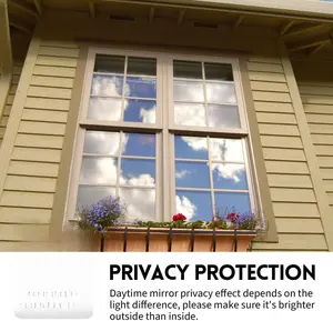 Window Privacy Film One Way Daytime Privacy Static Cling Sun Blocking Anti UV Reflective Window Tint for Home and Office, Black-Silver, 17.5 Inch X 6.5 Feet