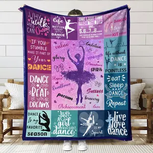 Ballet-themed flannel blanket - soft, warm and suitable for all seasons, featuring ballerinas and dance quotes - perfect for sofas and beds, as a birthday gift for wives, daughters and dance enthusiasts - modern home decoration