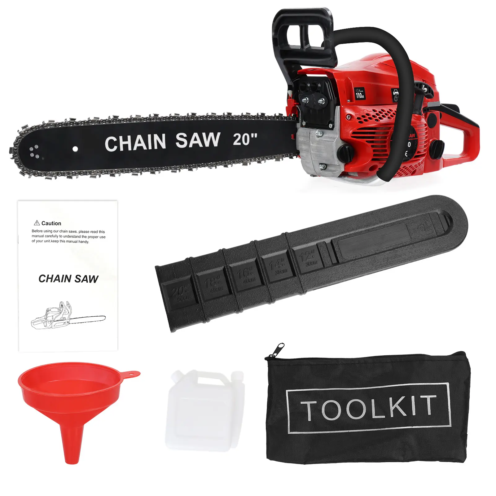 Gas Chainsaw 20 Inch 58CC 8500RPM High Power Handheld Cutting Wood Chain Saw Logging Machine with Toolkit & Funnel Garden Supplies