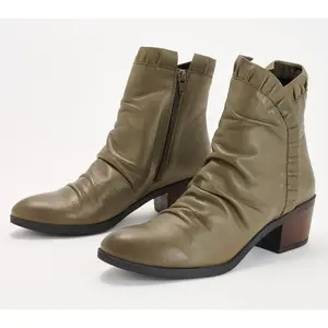 Bueno Leather Ruched Ankle Boots - Connie