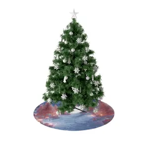 Winter Village Christmas Tree Skirt — Snowy Pines & Cozy Lights