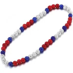 Baseball Beaded Necklace for Men Bling Baseball Drip Chain Rhinestone Discoball Jewelry Gift for Athletes