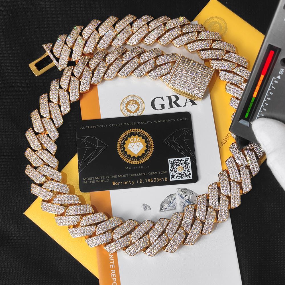 Custom 25MM S925 Sterling Silver Hip Hop Moissanite Cuban Link Chain Thick Miami VVS Cuban Necklace For Men Custom 25MM S925 Sterling Silver Hip Hop Moissanite Cuban Link Chain Thick Miami VVS Cuban Necklace For Men