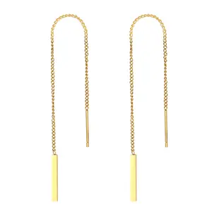 OIDEA Stainless Steel Long Tassel Threader Earrings for Women with Slim Bar and Stud Drop Styling and Elegant Movement