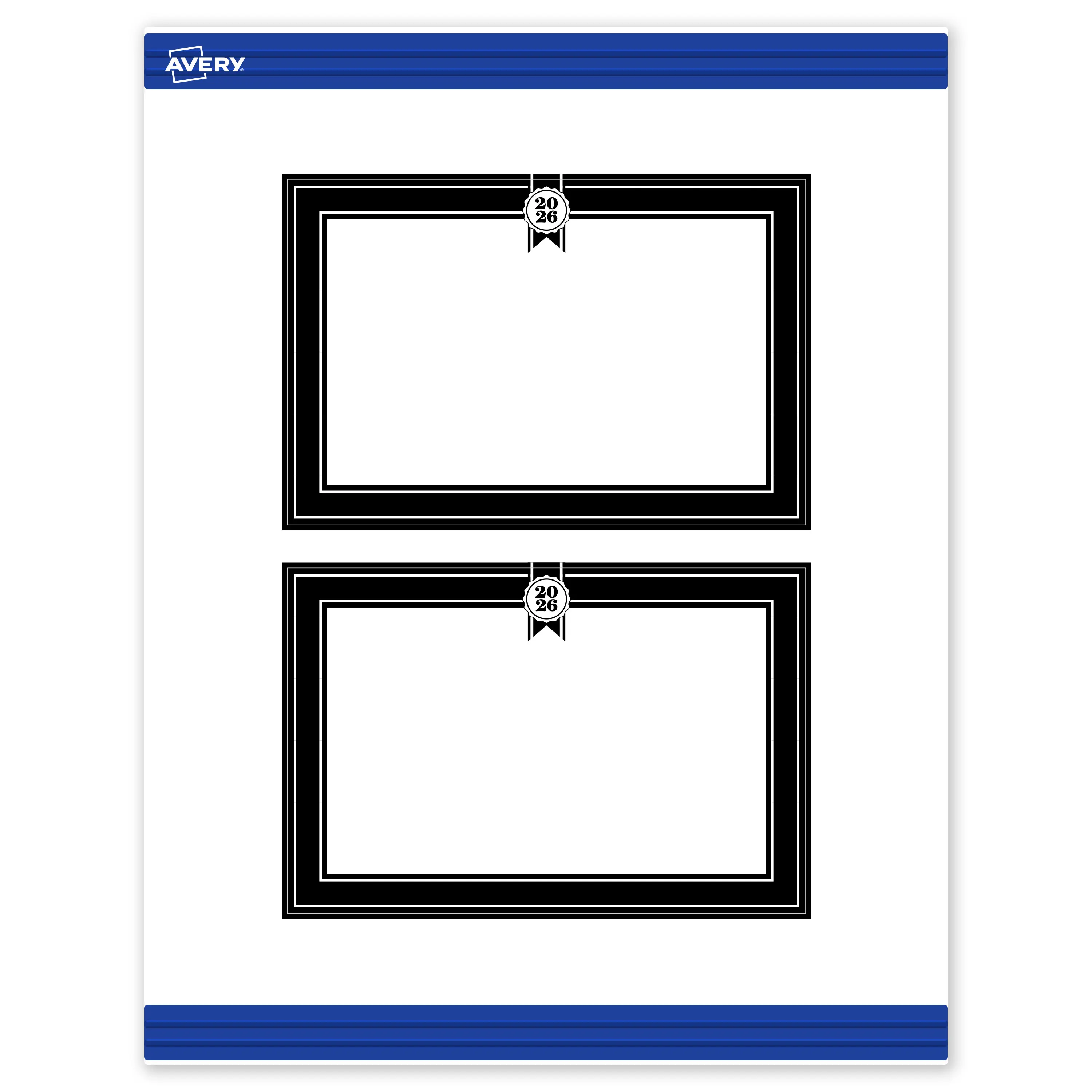 Avery® Printable Rectangle Postcards, 4" x 6", Matte White, Sure Feed® Technology, Pre-printed 2026 Black & White Seal Design Great for Graduation, Laser & Inkjet Compatible, 20 Total