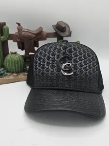 Cuadra Logo Design Leather Trucker Hat Gorra