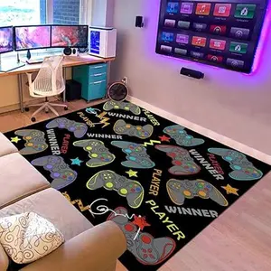 Sunnycitron Gaming Area Rugs Gamer Player Rug for Boys Room Decor Teens 3D Video Game Controller Room Mat Carpet Decor for Bedroom Living Room Playroom Carpet Black White 22