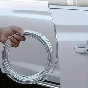 5-meter Car Door Chrome Decoration Strip - Premium Edge Protection Cover, Featuring A Rolled Design To Prevent Scratches And Dents - Durable Rear Bumper Guard, Enhancing Vehicle Protection, Automotive Accessories