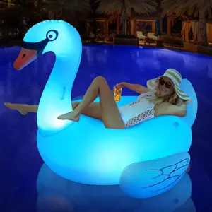 69'' Large Inflatable Flamingo Pool Floats for Adults - Solar Powered with LED Color Changing Lights & Cup Holder, Giant Light Up Flamingo Lake Float Lounger for Swimming Pool