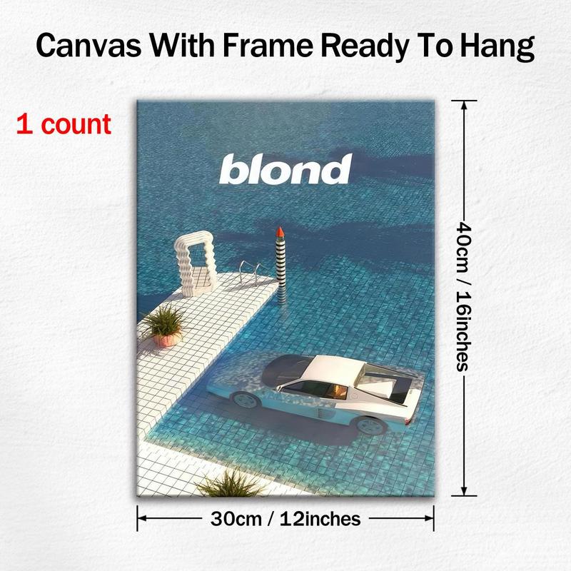 Car & Pool Pattern Canvas Painting with Frame, Modern Art Poster, Wall Art Decorative Painting for Home Living Room Office Bedroom, Artwork