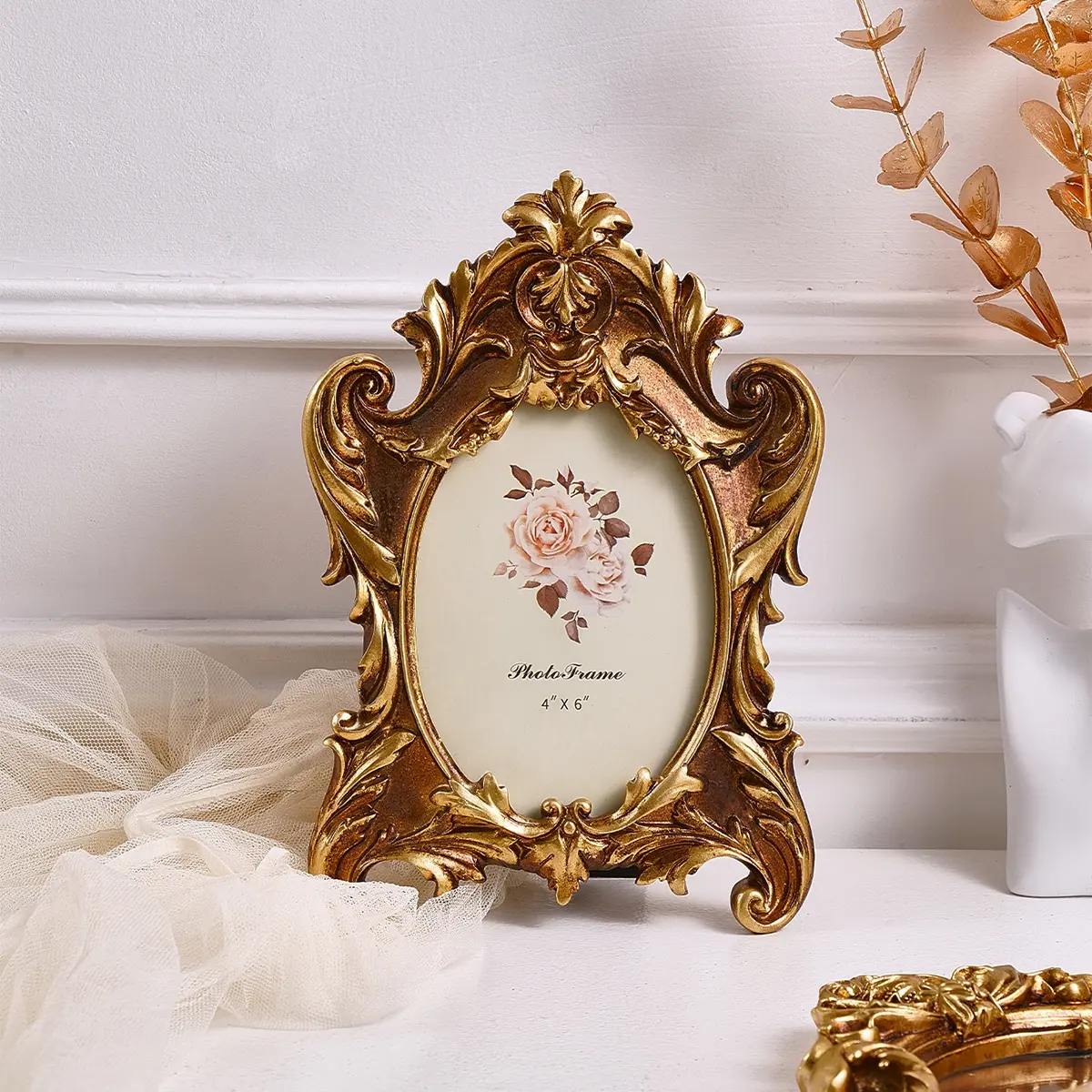 European Classical Lace Oval Decorative Picture Frame, Includes Random Inner Paper, Home Decoration Photo Display, Vintage Oval Frame, High Quality Frame, Vintage Picture Frames