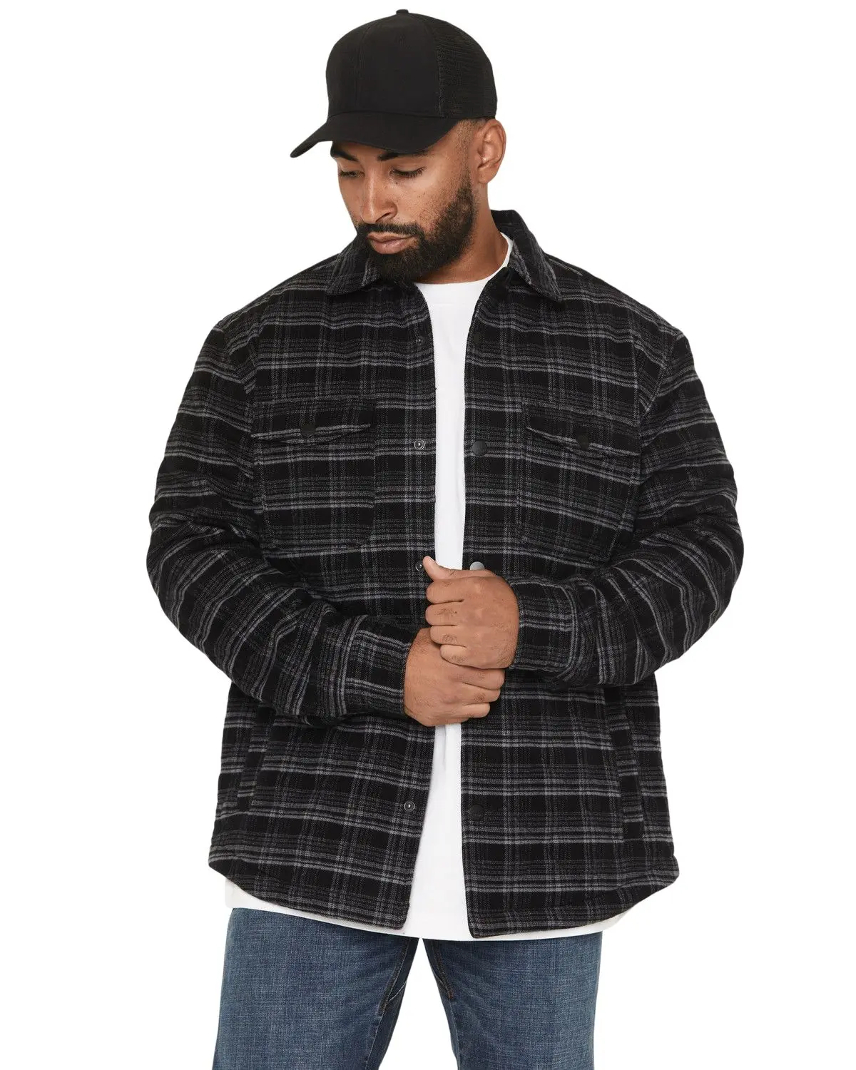 Hawx Men's Men'S Harvester Plaid Print Quilted Snap Jacket - Hxfa25o6-Ch