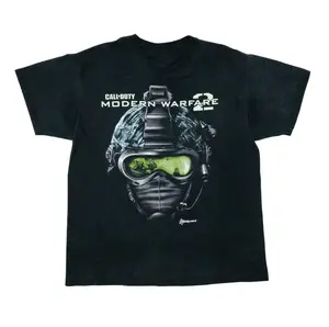 Modern Warfare 2 Helmet Promo T-Shirt, COD Game Tee, Gifts Shirt, Unisex Vintage Graphic Tees Gothic Grunge Y2k Emo Scene Amity Affliction Style Clothes Men Women Streetwear