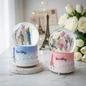 Romantic Love Scene Music Crystal Ball, Paris Style Elements, Fairy Tale Characters, Multiple Colors, Various Musics