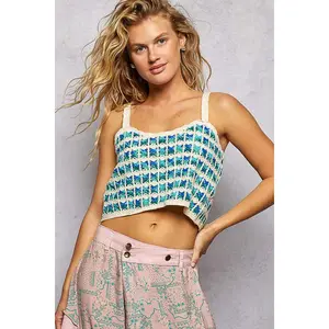 POL Cropped Crochet Cami with Scalloped Edge