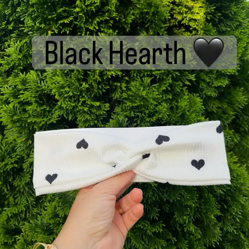Black Heart Knotted Headband