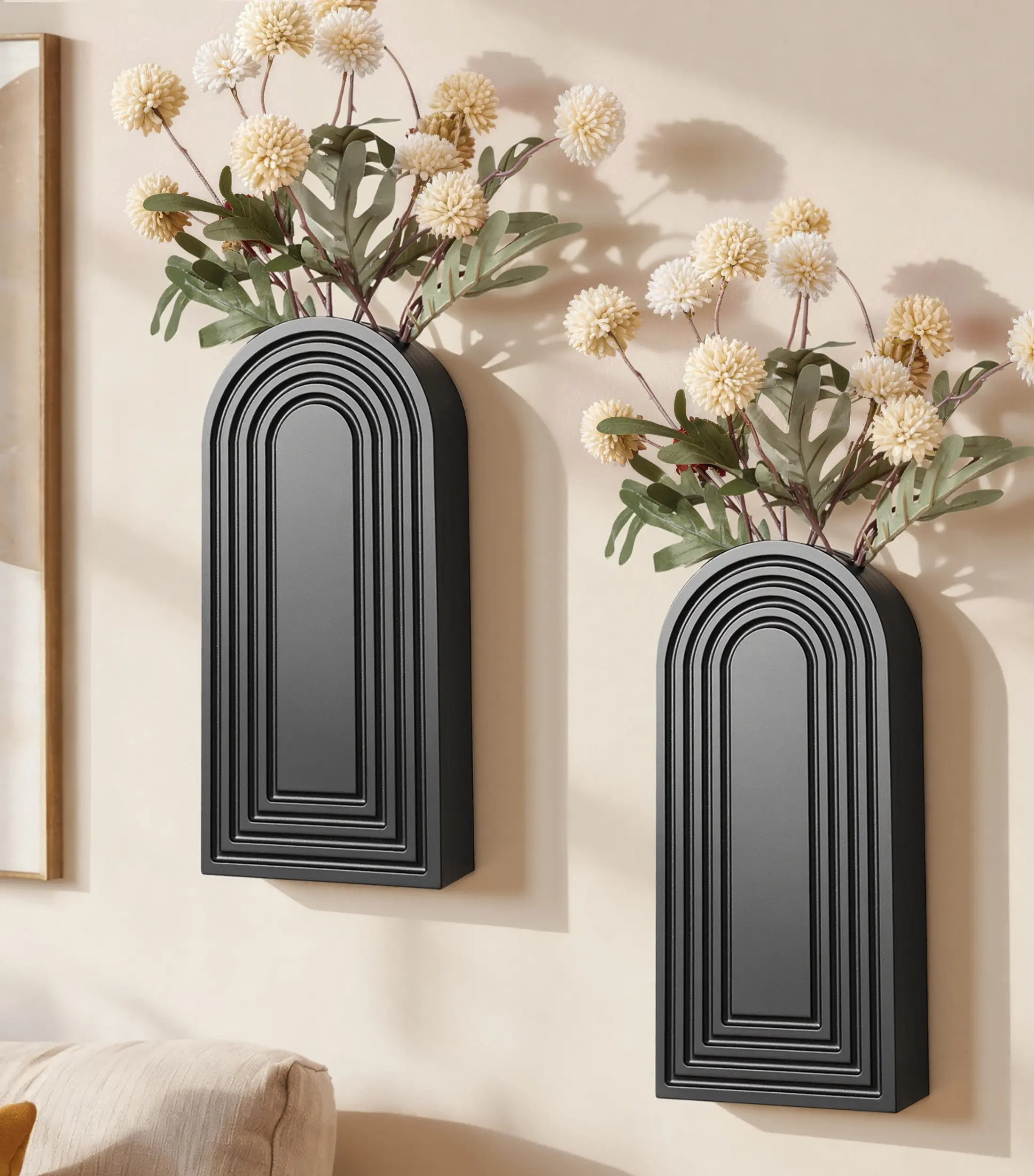 Ivydale Wooden Wall Vase Set of 2, Wall Hanging Planter Modern Farmhouse Wall Decor for Boho Wall Decor for Indoor Entryway Hallway Bathroom Living Room Dining Room，No green plants