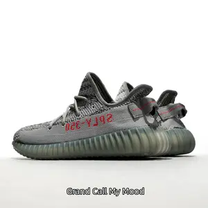 Two Tone Grey Sage Breathable Stretch Knit Lifestyle Trainers Minimal Red Heel Accent Ultra Light Wave Foam Rubber Outsole Daily Walking Street Kicks Unisex