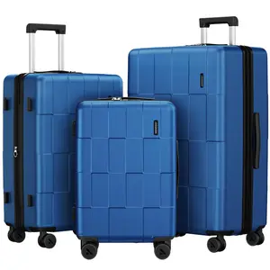 SHOWKOO 3-Piece Luggage Hardside Expandable Full PC Lightweight Carry On (20in/24in/28in) Suitcase Sets with Double Spinner Wheels TSA Lock, Sea Blue Gift for Travel,School,Business