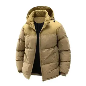 Men's Thick Windproof Warm Color Block Detachable Hooded Jacket | Autumn and Winter Cold Weather Coat, Outdoor Winter Coat, Casual Zip-Up Jacket, Cozy Insulation, Durable Construction, Outer Jacket, Winter Clothing, Cold Climate Apparel