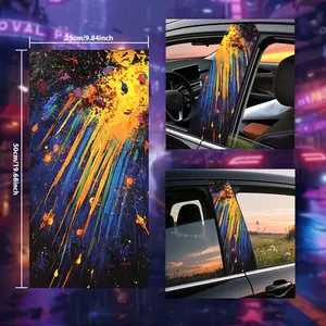 2-Pack Car Decal Set with Meteor, Rainbow and Water Splash Design, suitable for glass, metal, plastic, ceramic and wooden surfaces. These stickers feature anime, fantasy, animal, space and cartoon themes.