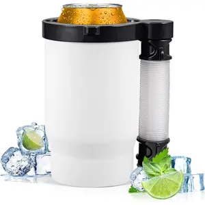 Drink Funnel Portable Can or Bottle Cooler Cup with Detachable Expandable Hose, Portable Drink Bong Cooler Tool Outdoor for Party, White