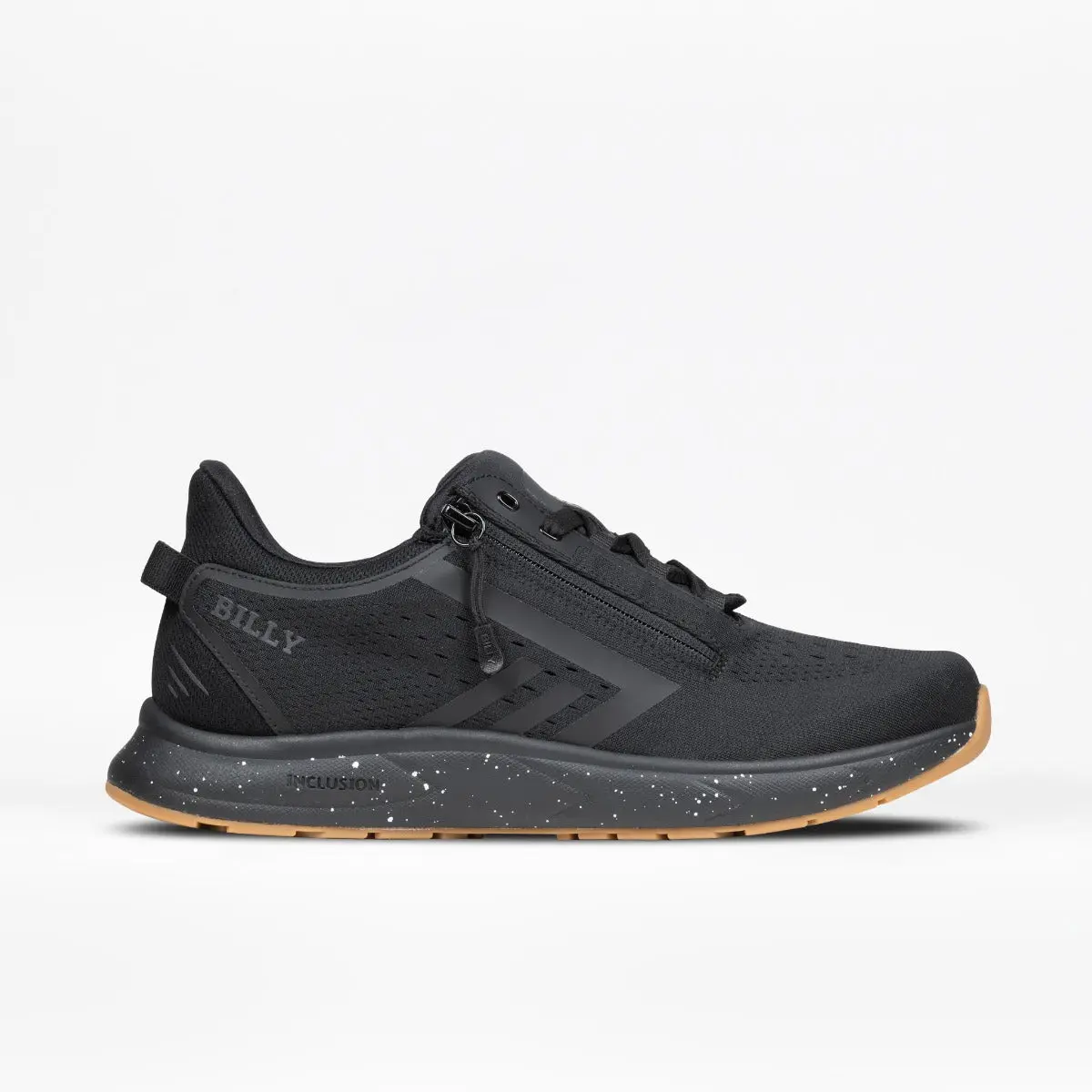 BILLY Men's 6E Wide Black Casual Athletic Sneaker - Lace/Double Zip Closure Double Depth