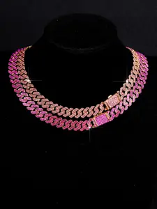 Hip Hop Street Colorful Sparkling Rhombus Elegant Rhinestone Necklace, High Quality Iced Out Jewelry for Men Women, Perfect Festival Party Gift