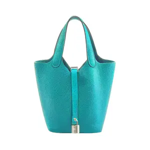 Pre-owned HERMÈS Clemence Shoulder Bags Picotin Lock Bag PM Vert Jade