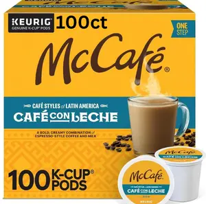 McCafe Cafe Styles of Latin America Cafe con Leche, Keurig Single Serve K-Cup Coffee Pods, 100 Count (10Packs of 10)