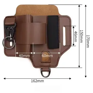 Hot-selling EDC outdoor tactical tool leather case, wilderness survival storage waist bag, outdoor flashlight case, knife sheath