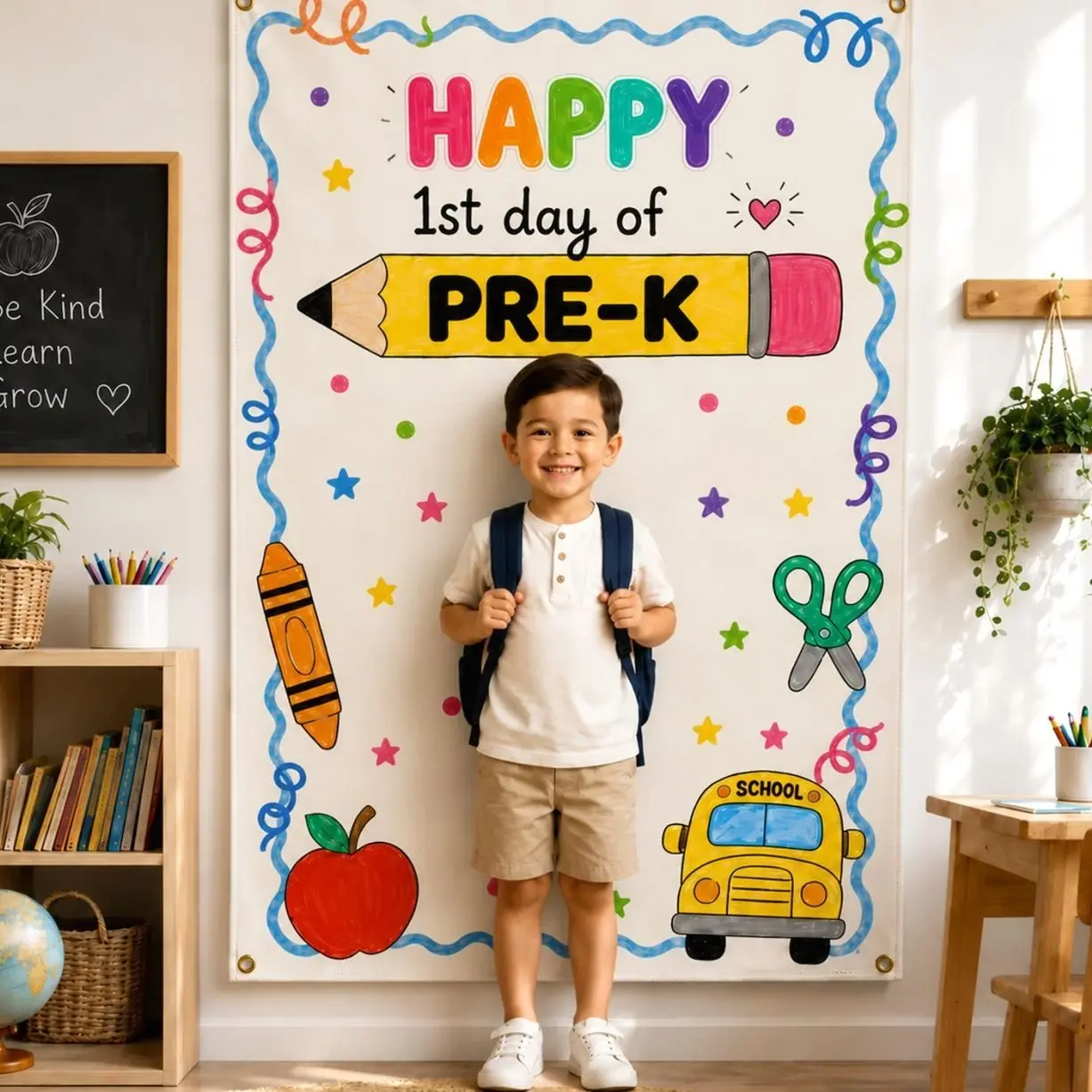 First Day of School Backdrop, Personalized School Banner, Custom Back to School Photo Backdrop, Classroom Photo Booth Sign