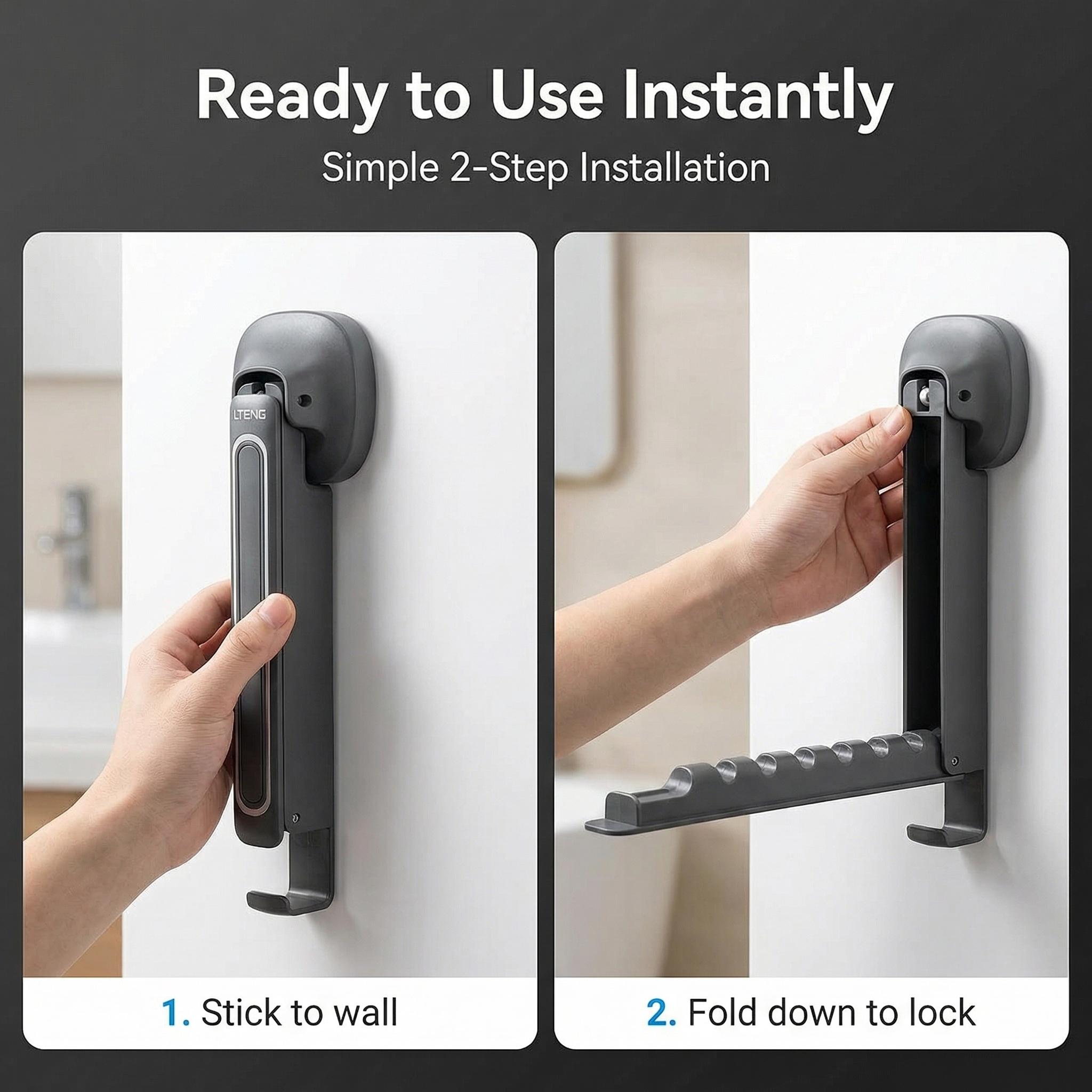 Retractable Suction Cup Clothes Drying Rack, No Drill Wall Mounted Laundry Hanger, Space Saving Foldable Clothes Holder for Laundry Room/Balcony Retractable Suction Cup Clothes Drying Rack, No Drill Wall Mounted Laundry Hanger, Space Saving Foldable Clothes Holder for Laundry Room/Balcony