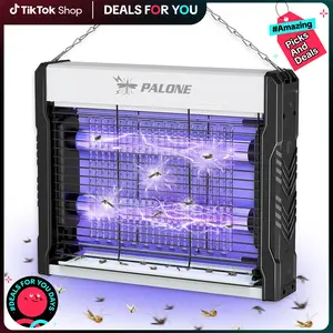 PALONE Electric Bug Zapper 3200V Mosquito Zapper Killer Indoor Outdoor Insect Killer with Hanging Chain, Removable Collection Tray, Solar USB Rechargeable UV Mosquito Trap for Home Patio Backyard Balcony Office