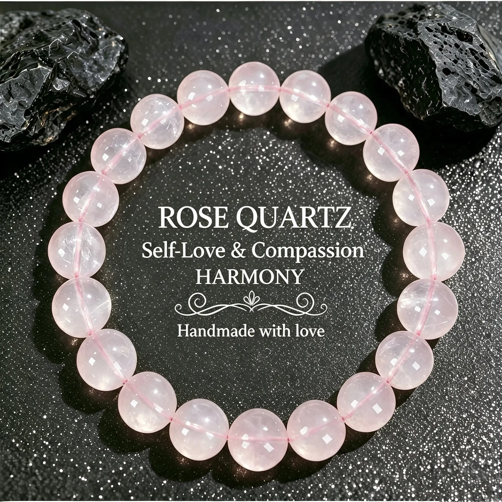 Natural Rose Quartz Gemstone Bracelet, Love Stone for Romance, Trust and Emotional Balance, Yoga Meditation Daily Wear Jewelry, 12/14mm