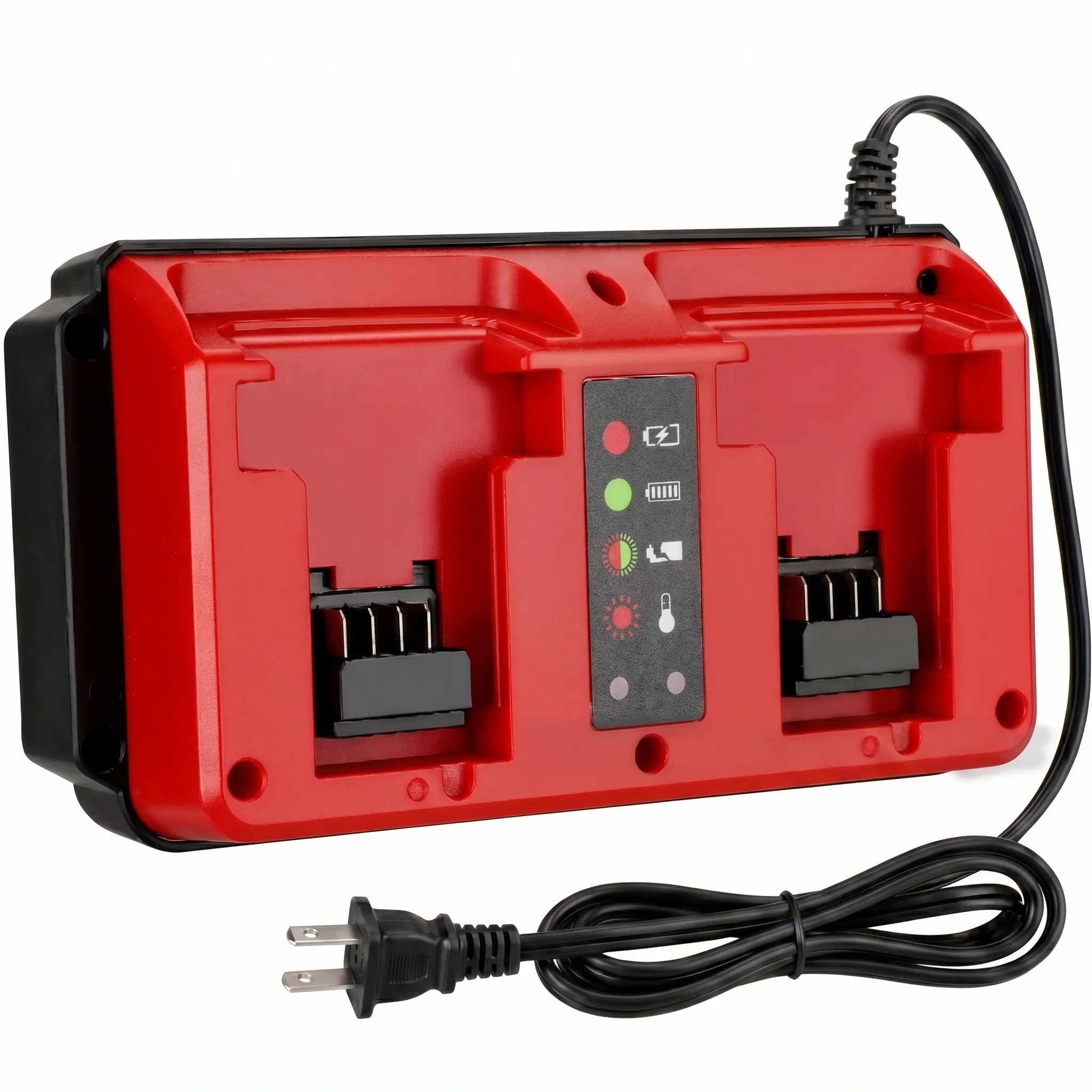 Beyouyrtoo Battery Charging Station - 2-Port Dual Chargers for Milwaukee M18 14.4V-18V Max Batteries, 100V-240V 50/60Hz Multi-Voltage Input, 1.5A, Compact Form Mini Outdoor Power Tool Organizer with Safety Protections