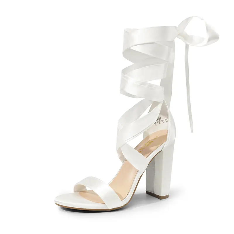 Dream Pairs Chunky Block Heels for Women, Braided Lace-Up Comfortable Party Wear Sandals with Open Toe, Chunky Heeled Shoe