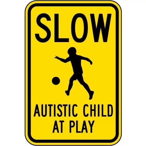 Vintage Durable Metal "Autistic Child At Play" Slow Plaque, 8x12in Pre-Drilled Hanging Decor Sign, Long-Lasting Tin Gift-Ready Metal Print Artwork for Coffee Bar Wall Home Decor, Decor Signs