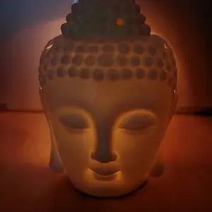 White Ceramic Buddha Head Candle Holder and Aroma Oil Burner Bedroom