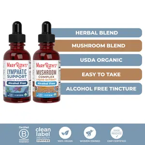 MaryRuth's Lymphatic Support Blend + Mushroom Blend Bundle - Organic Lymphatic Support Herbal Blend & Organic Mushroom Complex Liquid Drops