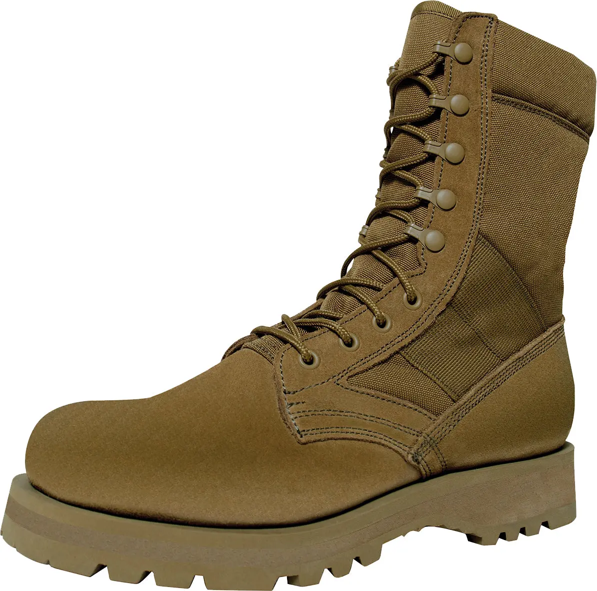 Coyote Brown Tactical Boots, 8 Inch G.I. Style Combat Footwear with Padded Collar, Midsole Heat Barrier and Sierra Lug Sole, Shoe, Walking Shoes