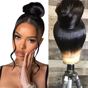360 Full Lace Human Hair Wig for Black Women Melted HD Lace Bone Straight Virgin Hair 180% Density Invisible Drawstring System Pre-Plucked Scalp-Like Perfection