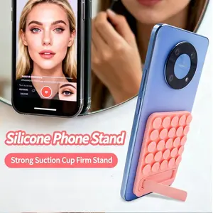 2-Pack Silicone Suction Cup Phone Stand, Strong Adhesive Backing, Dual-Sided Suction, Anti-Slip Design, Suitable for Shower Mirrors