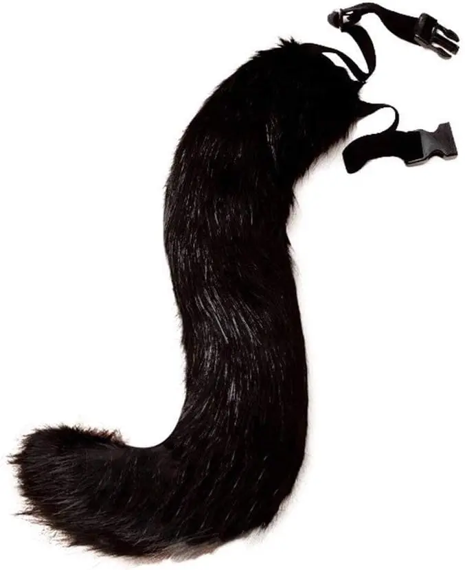 Fox Tail, Faux Fur Fox Tail Fancy Dress Halloween Cosplay Adjustable Furry Fox Tail Costume for Adult, Kids, Party
